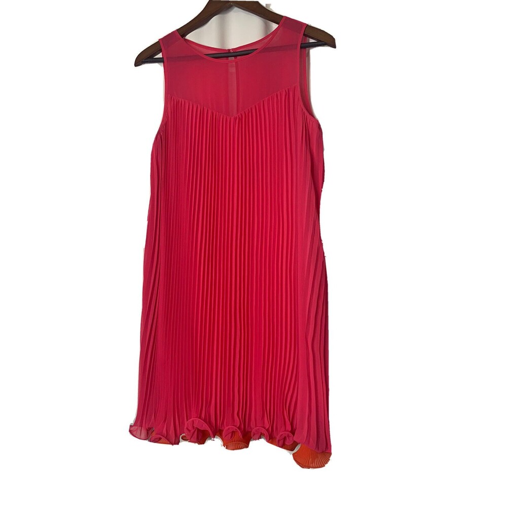 Anthropologie Maeve Barbie Pink Layered Pleated Dress Size 4
